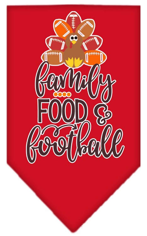 Family, Food, and Football Screen Print Bandana Red Small